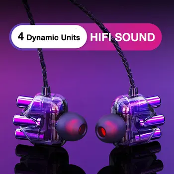 

EARDECO Quad-core Wired Headphones Transparent In-ear Phone Earphone Earbuds 3.5mm Mobile Headphones With Mic Bass Hifi Headset