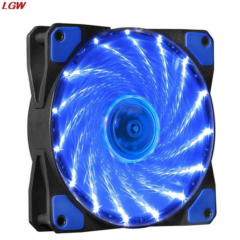 15 LED 12V fan cooler 9 blades 4PIN 12cm ultra-quiet computer PC case colorful colors