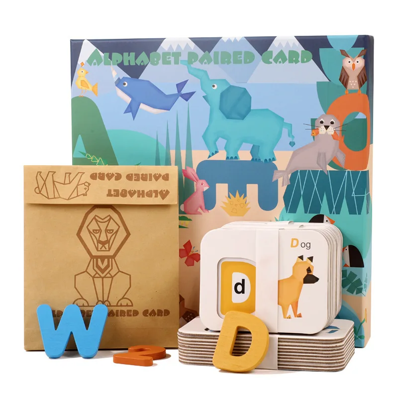 

Children's Educational Toys Set Alphanumeric Number Learning Cognitive Puzzle Language Wooden Card Paper Matching Colorful Toy