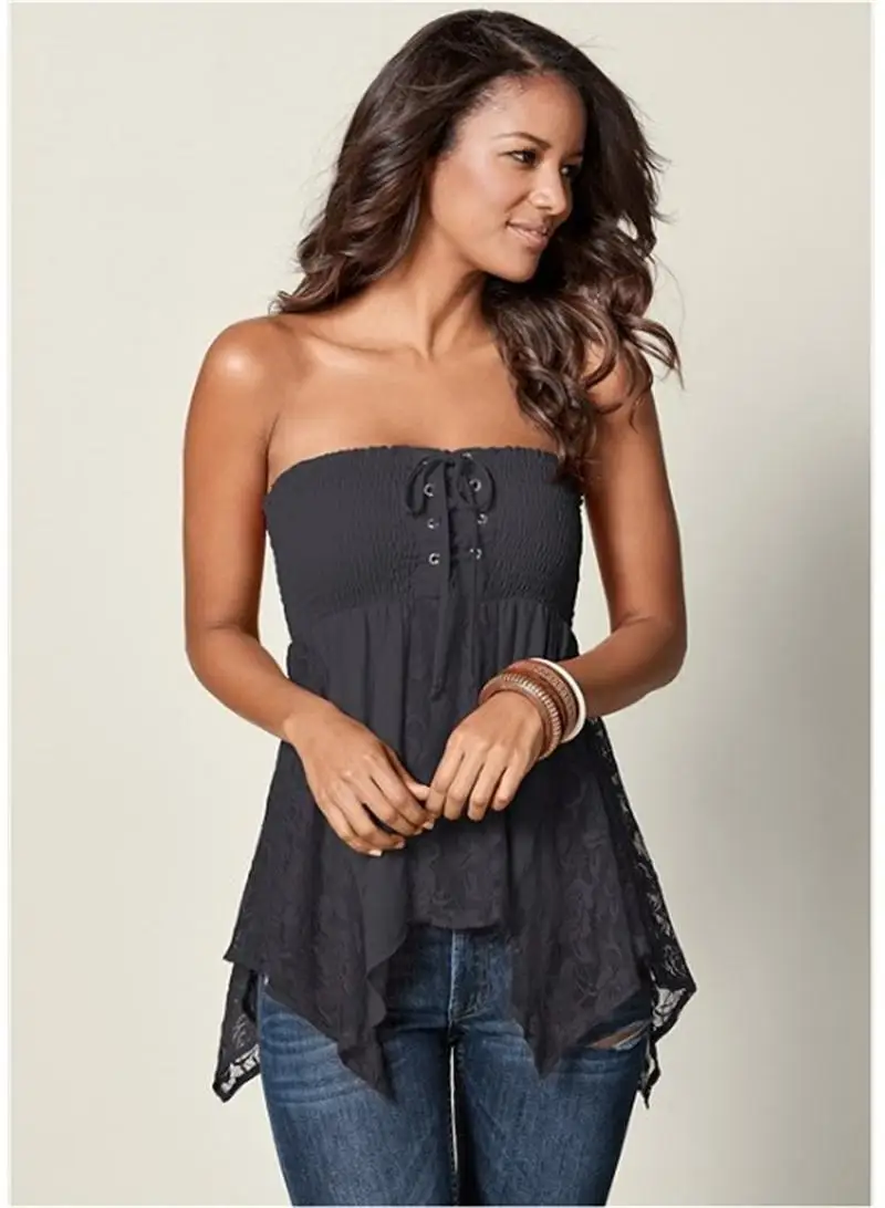 Summer Women Blouses Sexy Lace Strap Befree Boho Loose Vintage Ruffles Casual Cotton Chiffon Pluse Sizes Vest Tank Tops Shirts