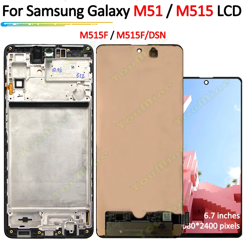 Original For Samsung Galaxy M51 M515 Lcd Display Touch Screen Digitizer With Frame Assembly For Samsung M51 Sm M515f M515f Dsn Mobile Phone Lcd Screens Aliexpress