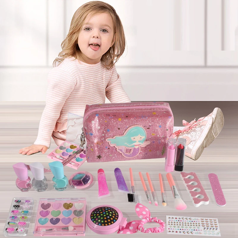 Fashion Kids Cosmetics Make Up Set Safe Washable Children's Makeup Set Box Princess Beauty Pretend Play Toys For Girl Baby Toys 4