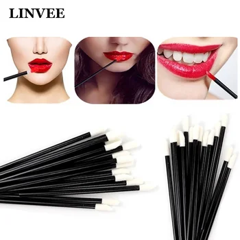 

50 Pcs Lip Brush Pen Lip Glaze Lipstick Brush Disposable Portable Cotton Swab No Lint Eye Shadow Eyebrow Brush for Makeup Artist