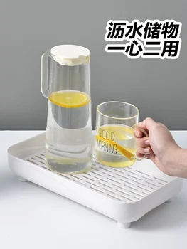 

Kitchen Items Double Cutlery Organizer Drain Food Storage Tray Bathroom Storage Shelf Plastic Cake Stand Tray