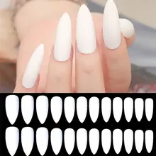 

24Pcs Good Quality Acrylic False Nail Wine Red Black Extra Long Matte Nail Easy Apply Sharp Stiletto Artificial Nail