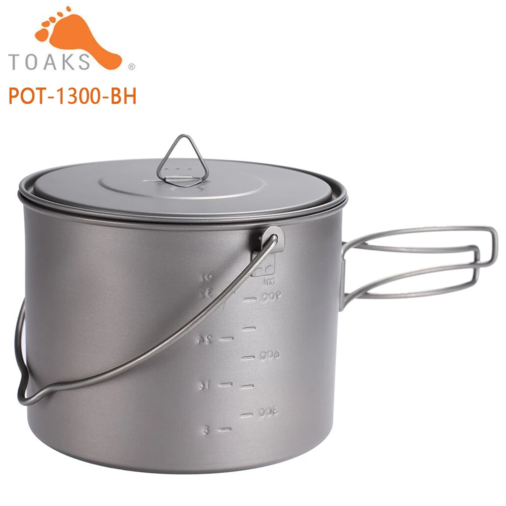 TOAKS TITANIUM POT WITH BAIL HANDLE Outdoor Camping Pot Lightweight Equipment 750ml, 1100ml, 1300ml, 1600ml, 2000ml 5