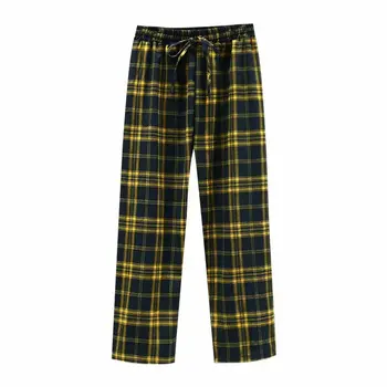 

Women Straight Pants Plus Size Spring Bottom Slim Plaid Trousers for Female Casual high waist 2020 F61-1973
