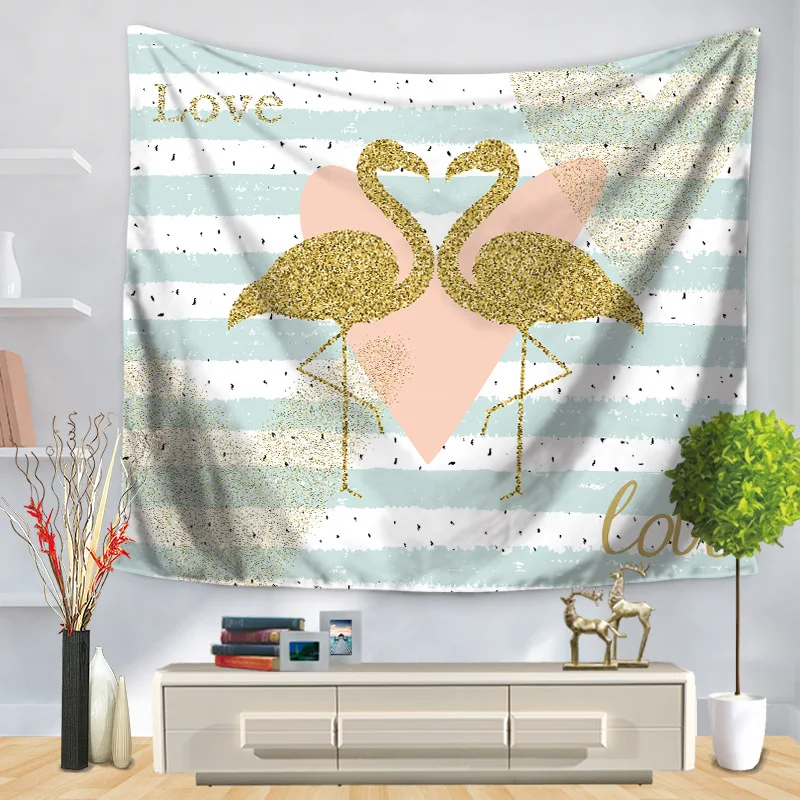 Gold flamingo 150 см × 200 см с рисунком Фламинго гобелен ковер на стену Коврик для йоги для украшения дома спальни - Цвет: Gold flamingo