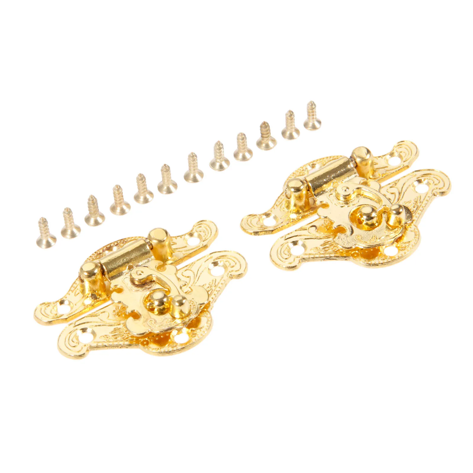 DRELD 2Pcs Antique Gold Box Latch Hasps Lock Catch Latches Furniture Hardware for Jewelry Box Suitcase Buckle Clip Clasp 38*49mm furniture hardware jewelry box hasps decorative latches