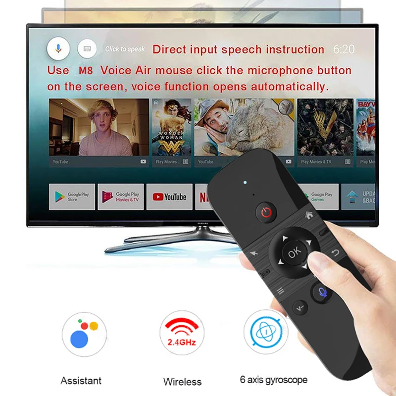 Teclado de Mouse com Controle Teclado com Mouse de ar para Android e tv Box com Função de Voz e Retroiluminação Remoto Inteligente m8 - Image 4