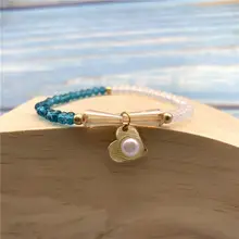 Новые модные двухцветные эластичные браслеты в форме сердца, браслеты из бисера, женские браслеты с кристаллами, ювелирные изделия ручной работы
