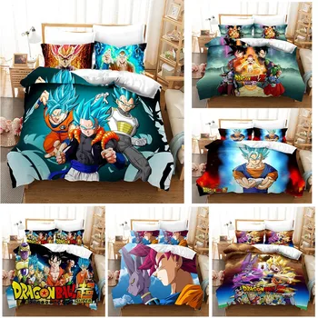 

Dragon Ball Z Bedding Set Duvet Cover Pillowcases Cartoon Anime Comforter Children Bed Decoration Super Soft Non-fading