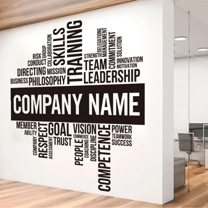 

Custom Company Name Teamwork Office Wall Sticker Business Vision Success Inspirational Motivational Quote Wall Decal Decor