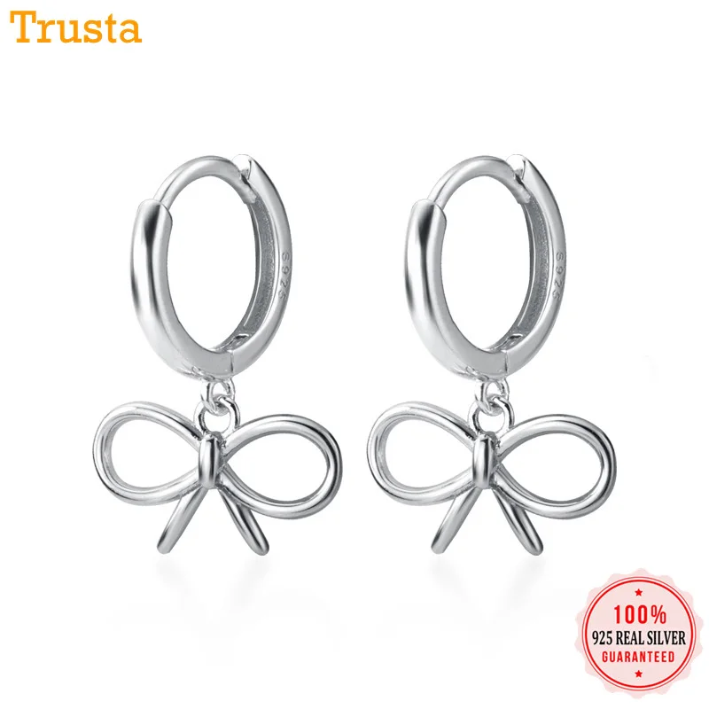 Trustdavis, Твердое Серебро 925 пробы, геометрический бант, серьги-манжеты для ушей, клипсы для женщин, модные серьги, ювелирные изделия DA350