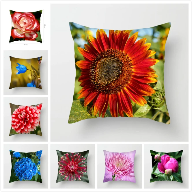 

TTLIFE Floral Style Cushion Cover Flower Printed Pillow Cover Throw Pillow Decorative Pillowcases for Sofa Car Bedroom