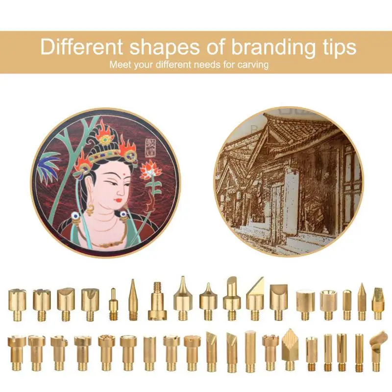 

EU Plug 71pcs Electric Temperature Welding Soldering Iron Kit Carved Eectric Iron Tool Set Wood Embossing Burning Soldering Se