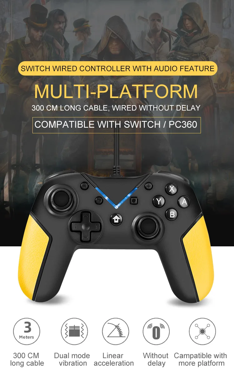 Новый геймпад NS для переключателя Pro контроллер игровая консоль Nintendo PC пара с 3,5 выходом для наушников Поддержка голосового проводной