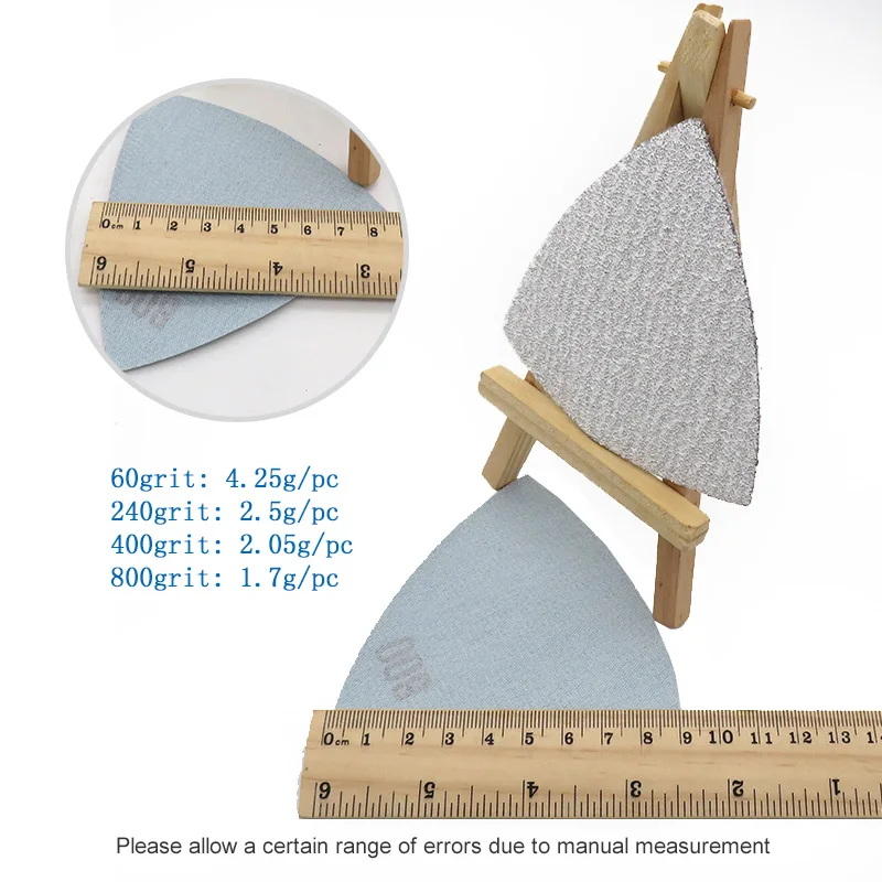 90*90*90mm Sanding Sheets Triangle White Sandpaper Hook& Loop 60 To 800 Grits Abrasive Sanding Disc For Wood Sanding(100Pcs