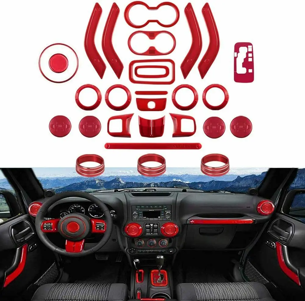 Комплект Красной отделки для Jeep Wrangler JK JKU 2011-2018 28 шт. | Автомобили и мотоциклы
