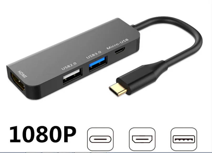 Адаптер KuWFi 5 в 1 Type C на USB2.0/3 0 концентратор Hdmi высокоскоростной сплиттер для
