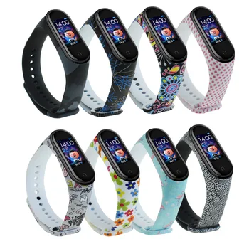 

Printed mi band 4 3 accessories pulseira miband 4 strap replacement silicone Wriststrap for xiaomi mi 4 3 smart bracelet