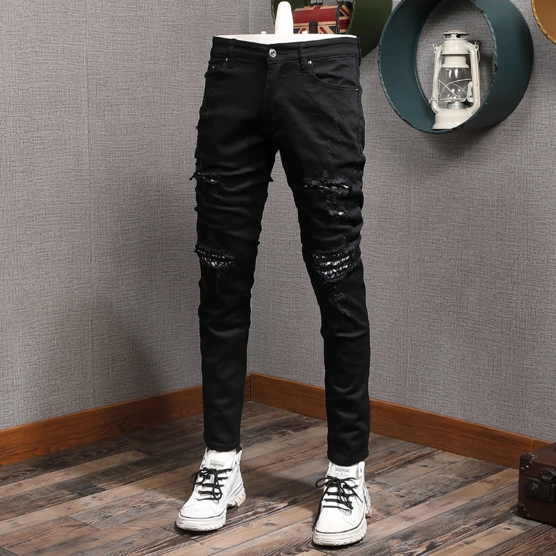 Fashion Streetwear Men Jeans High 