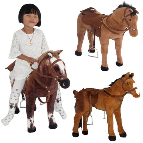 Fancytrader 82cm Giant Simulation Stuffed War Horse 32'' Big Plush Animal Horse Toy Great Kids Gift Photograph Prop 3 Colors (1)