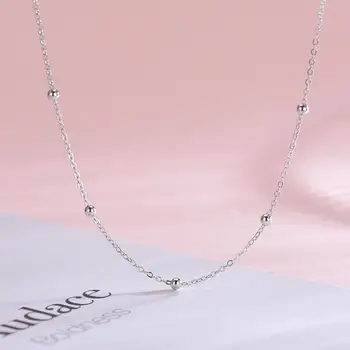 

925 Sterling Silver Choker Necklace Women Beads Chain Necklaces Gold Color Necklace Chocker Neck Fashion