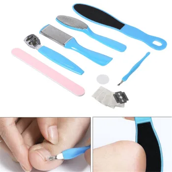 

8PCS New Nail Foot Care Tools Foot File Dead Set Hard Cal Skin Remover Scraper Pedicure Grater Tools Portable Cuticle Pusher