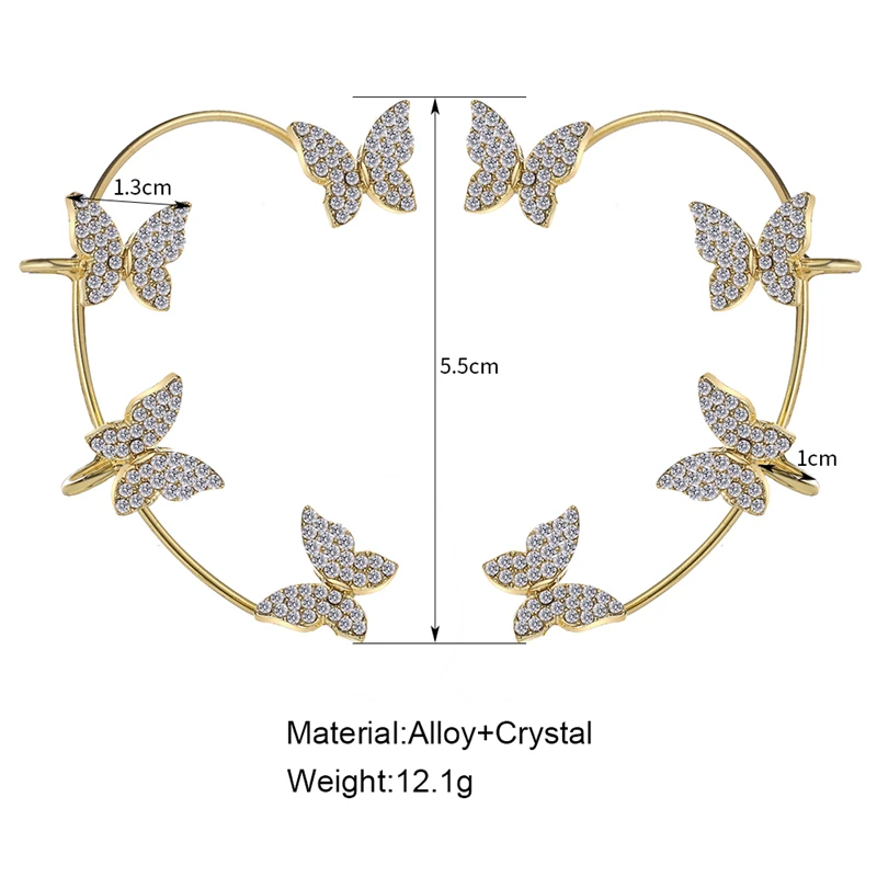 Ear Clip Earrings Silver Plated Metal Crystal Butterfly Ear Clips For Women Sparkling Zircon Ear Cuff Clip Earrings Wedding Girls Jewelry Gifts ear clip earrings clip earrings ear clip ear accessories