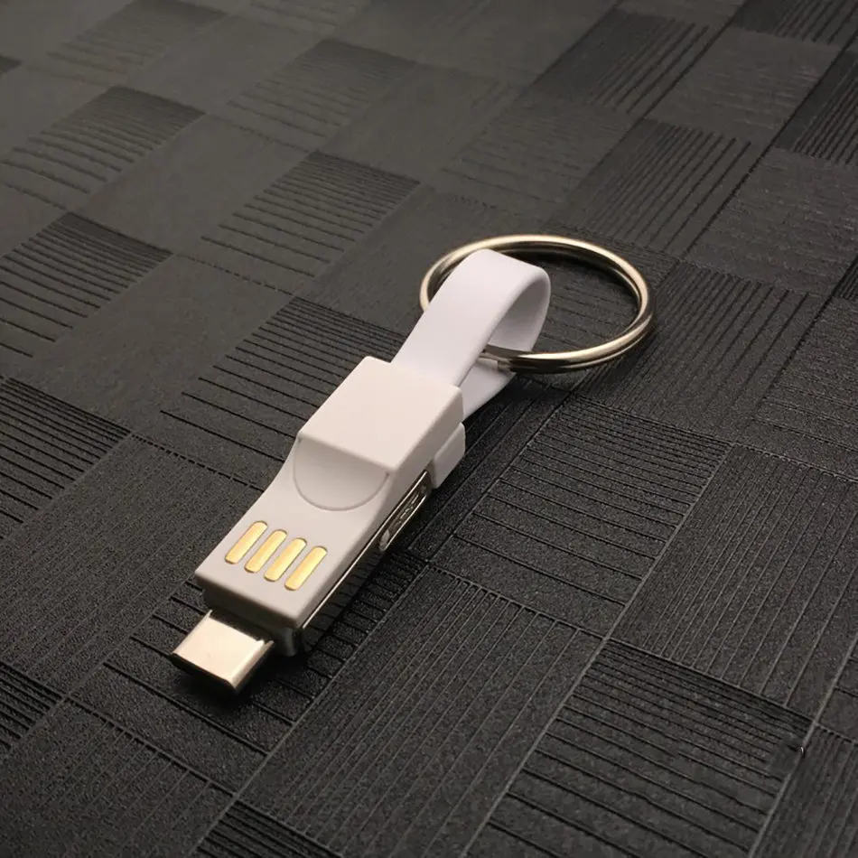 3 в 1 СВЕТОДИОДНЫЙ модуль панели управления usb type C кабель для iPhone XR X XS samsung HUAWEI 2A мини зарядное устройство для ключей зарядный кабель - Цвет: Белый