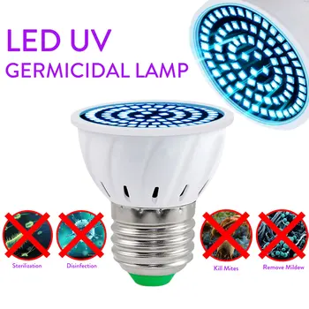 

E27 UV Desinfection Lamp Germicidal Light UVC Lamp Sterilizer LED UV Amuchina Light 72Leds 5W AC 110V 220V Bulb Lights
