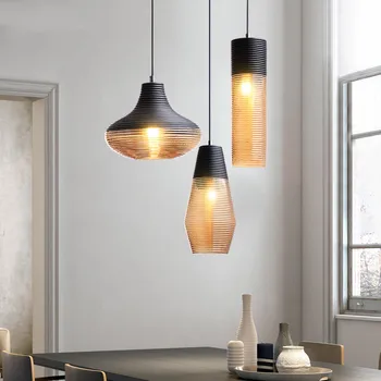

Nordic Restaurant Pendant Lights Modern Art Coffee Shop Personalized led lamp Kitchen Lights Hanging Industrial Glass Lamp