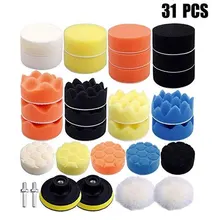31pcs 3 Inch Auto Waxing Buffing Scratch Removal Polishing Pad Kit Car Foam Drill Accessories Adhesive Boat Sponge Professional