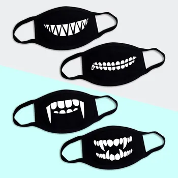 

5Pcs Dust Proof Face Unisex Cartoon Tooth Printed Creative Summer Cotton Breathable High Quality Elastic Decoration Face Masks
