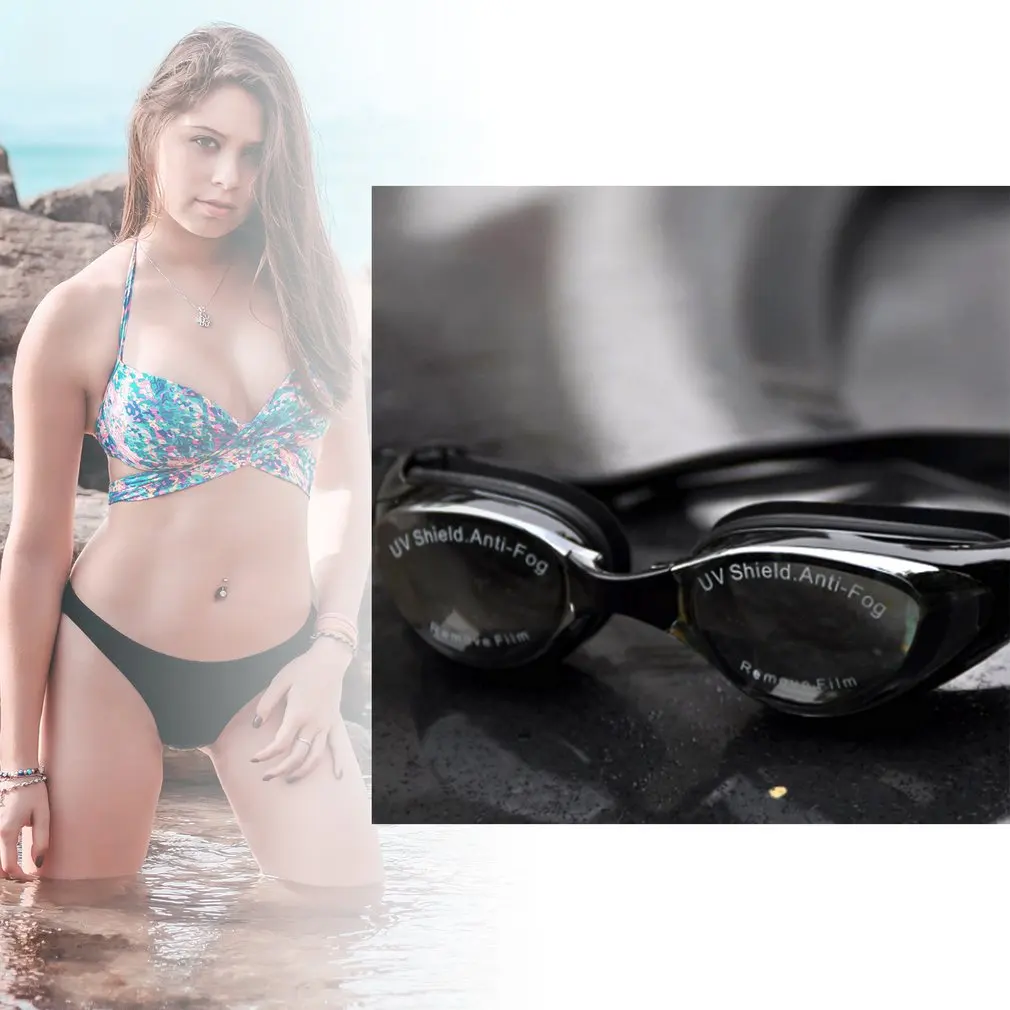 

Electroplating Myopia Goggles Plating Large Frame Waterproof Anti-fog Swimming Glasses