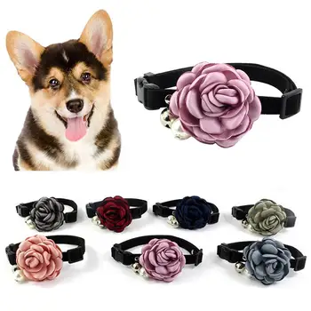 

Puppy Dog Cats Collar Flower Bell Kitten Neck Strap Band Necklace Dog Collars Harnesses Pet Supplies