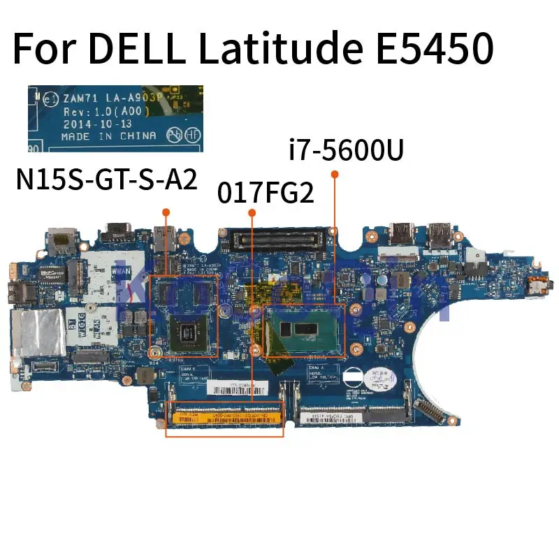 

Для DELL Latitude 5450 E5450 I7-5600U 840M материнская плата для ноутбука CN-017FG2 017FG2 ZAM71 LA-A903P SR23V N15S-GT-S-A2 DDR3 материнская плата
