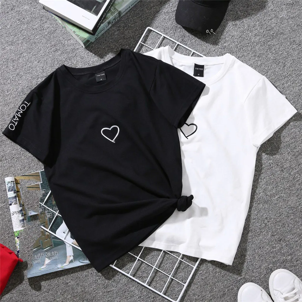 

T Shirt Women Kawaii Tshirt Fashion Men Women Casual Short Sleeve Letter O-Neck T-Shirt Tops Woman Clothes футболка женская