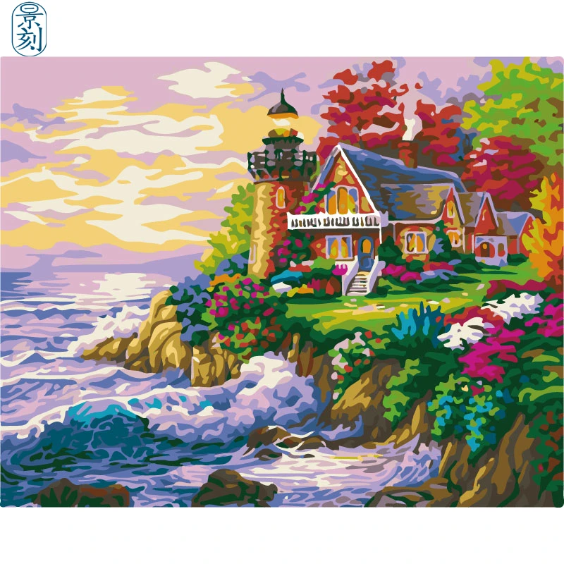 Город Light.40x50cm, Раскраска по номерам, сделай сам, wall Art, Гостиная украшения, пейзажи, рисунок, животных, с цветочным рисунком, с рисунком из мультфильма - Цвет: FC411