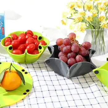 

1 pc Silicone Folding Bowl Collapsible Portable Fruit Dish Food Container Box for Food Dinnerware Organizer Bowl