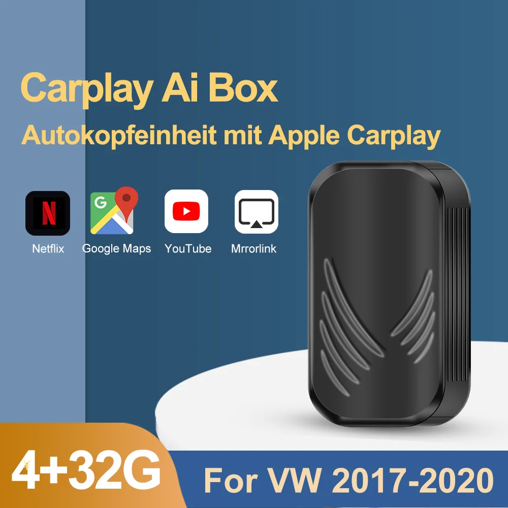 2021 CarPlay Android Ai Box Для VW 4 + 32G автомобильный мультимедийный плеер воспроизведение