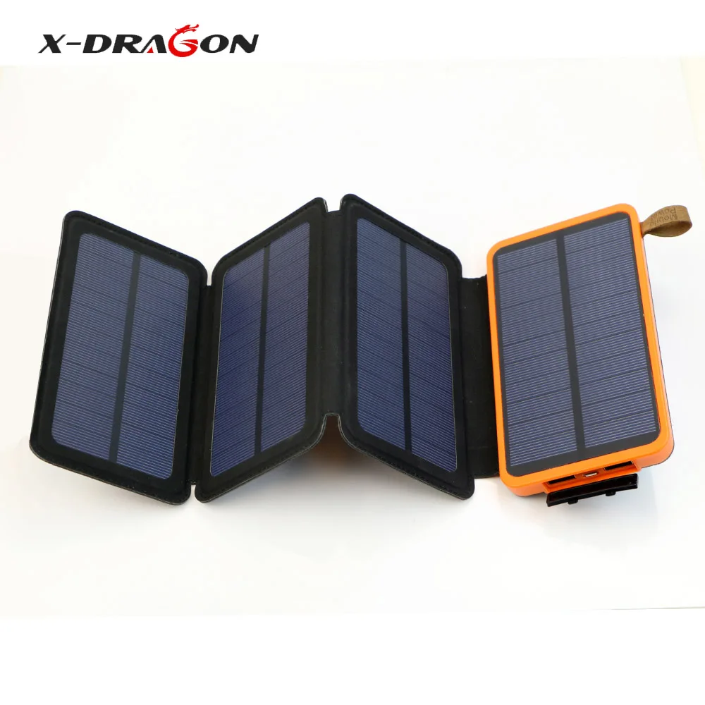  X-DRAGON Solar Power Bank 10000mAh Outdoor Solar Panel Charger External Battery for iPhone Samsung 