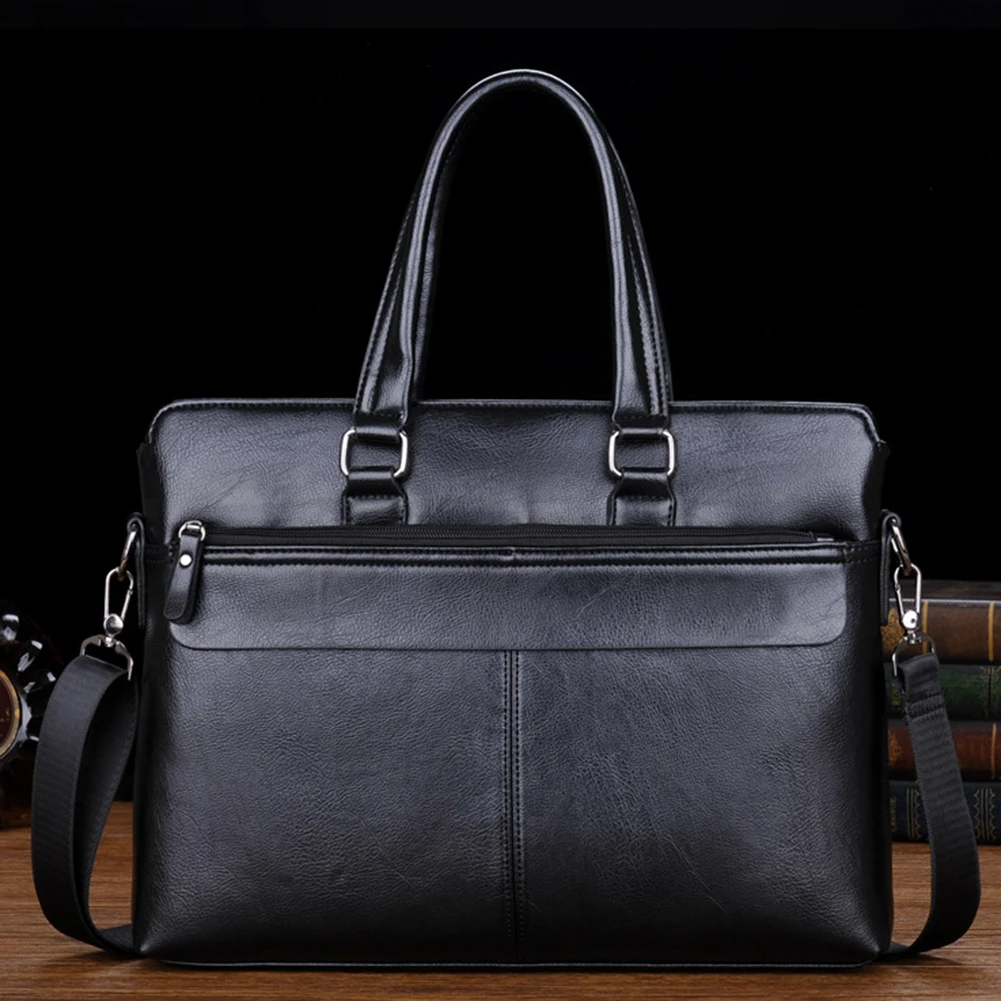 Bags Men Business Solid Color Tote Briefcase Faux Leather Crossbody Shoulder Bag