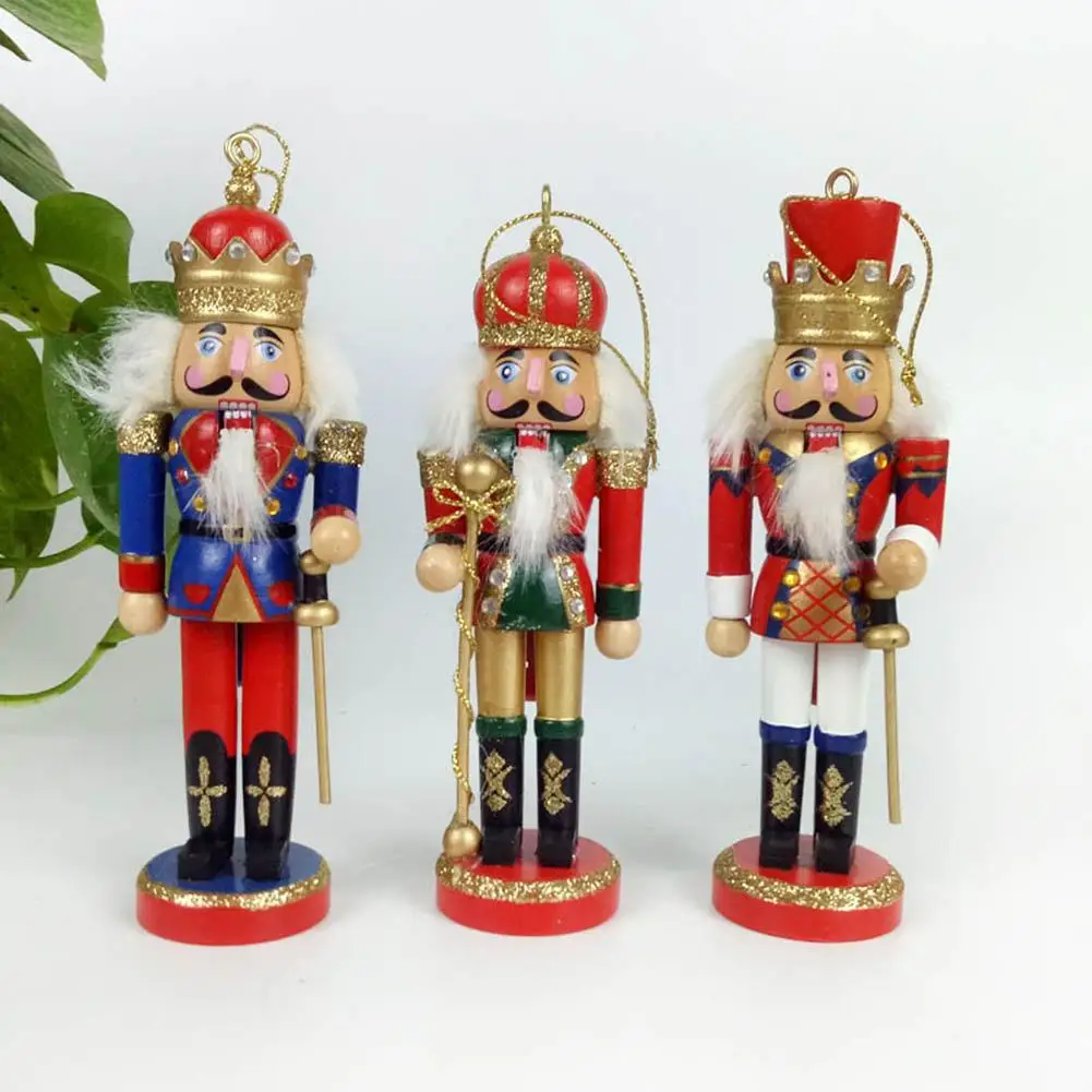 3 шт./компл. 12 см деревянный Щелкунчик кукла украшения Блеск Щелкунчик кукол рождественские украшения, подарки на день рождения