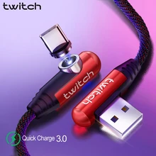 Twitch 90 degrés câble magnétique 2m 1m USB Type C câble pour Samsung Xiaomi Redmi Note 10 câble de charge rapide USB C chargeur(China)
