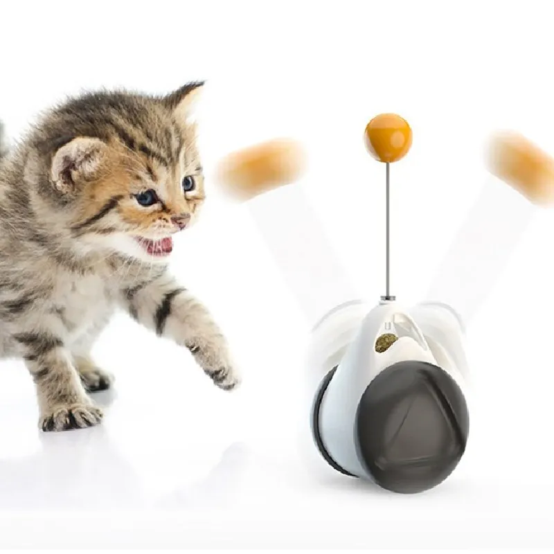 

Interactive Cat Toys Automatic Cat Toy Balance Swing Car Funny Cat Stick Leaking Cat Toy with Catnip Turntable Cat Treat Toy