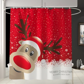 

4pcs Christmas Santa Claus Snowman Print Bathroom Decorations Set Toilet Seat Cover Bathtub Rug Shower Curtain for Home Decor