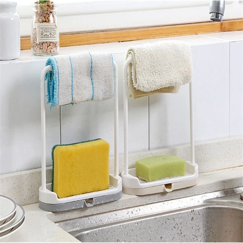 

Kitchen Dishcloth Holder for Towel Rag Hanger Sink Sponge Holder Rack Shelf for Kitchen Bathroom Dish Cloth Drain Organizer