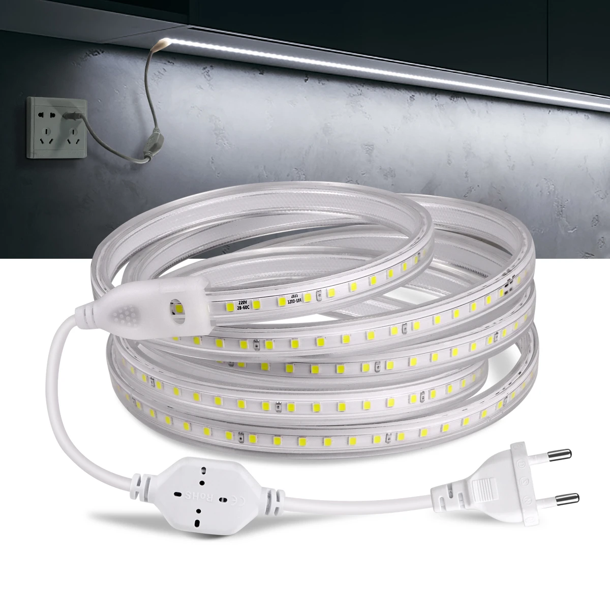 High Quality Ac 110v 220v Led Strip Lights 2835smd 120leds/m Flexible  Outdoor Lamp Waterproof Led Tape With Eu/us Power Plug - Led Strip -  AliExpress